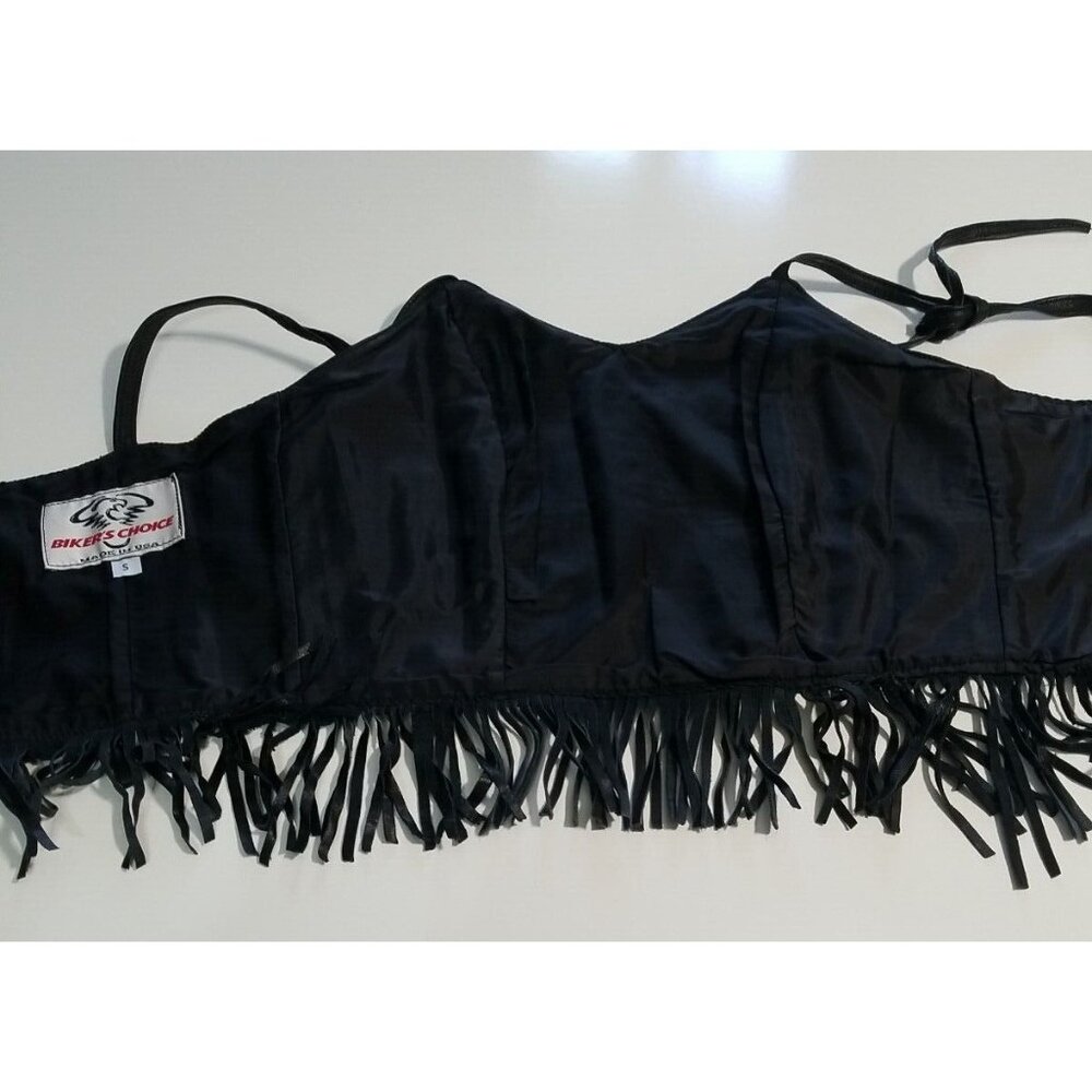 Bikers Choice Vtg  Fringe Crop Top S Black Festival Boho Biker - Picture 10 of 10